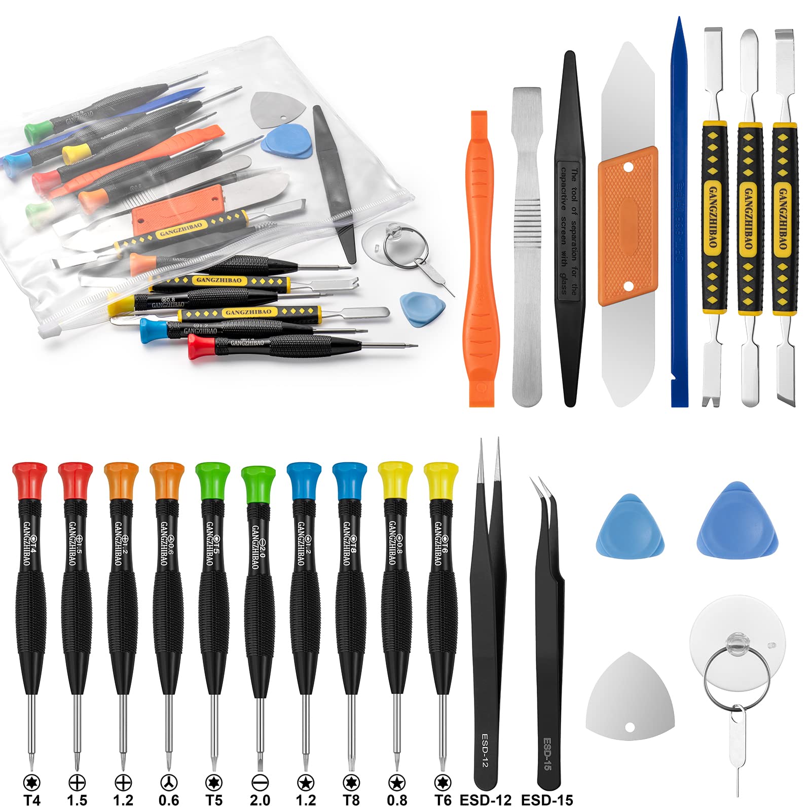 25Pcs Electronics Repair Tool Kit, Gangzhibao Precision Screwdriver Set Magnetic For Fix Apple Iphone,Cell Phone,Smart Watch,Com